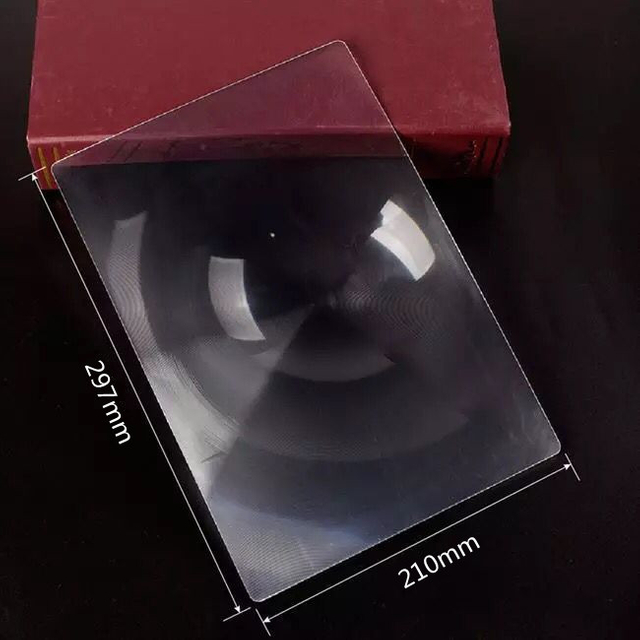 A4 forst&oslash;rrelsesglass PVC gjennomsiktig forst&oslash;rrelseslinse kredittkort bokmerke forst&oslash;rrelseslinse h&aring;ndholdt eldste forst&oslash;rrelsesglass med LED-lys helsides h&aring;ndfri forst&oslash;rrelsesglass